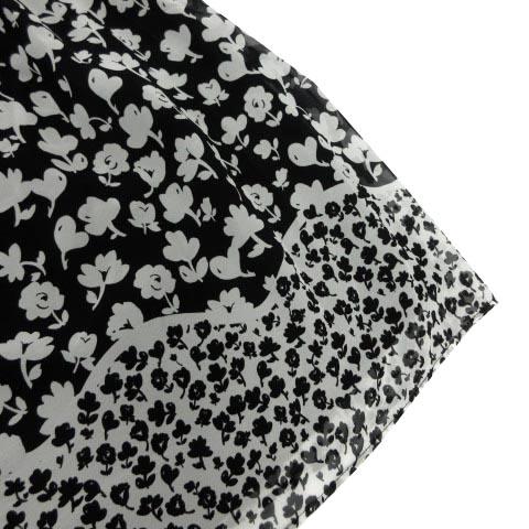 【中古】未使用品 ギャラリービスコンティ GALLERY VISCONTI ワンピース フリル リボン 半袖 ひざ丈 シアー素材 花柄 黒 白 3 未使用品 ギャラリービスコンティ GALLERY VISCONTI ワンピース フリル