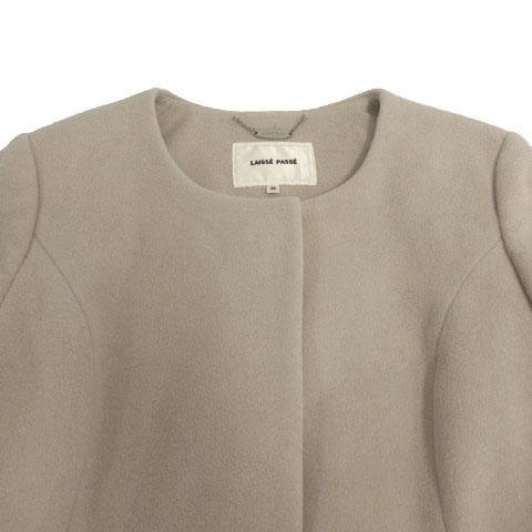 LAISSE PASSE のコート 36号 LAISSE PASSE ピンクベージュファー付きロングコート 36 - メルカリ
