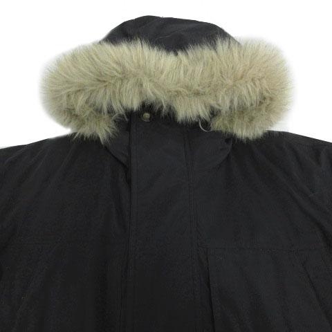 Columbia 黒 ダウンコート　フード付き コロンビア Columbia ダウンジャケット フード ファー ロゴ刺繍 ダブル