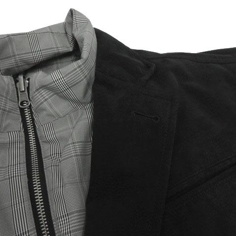 【中古】インターメッツォ ジャケット テーラード フェイクレザー ヌバック調 ライナー単独使用可能ダウンベスト 黒 M インターメッツォ INTERMEZZO ジャケット テーラードカラー フェイク