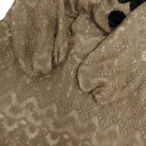 【中古】トッカ TOCCA ワンピース 総レース リボン 七分袖 ミディ丈 日本製 ブラウン系 茶系 ブラック 黒 0 トッカ TOCCA ワンピース 総レース リボン 七分袖 ミディ丈 日本製