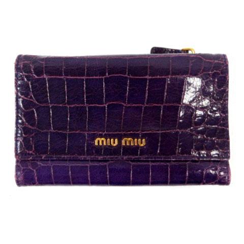 miu ミュウミュウ miumiu 三つ折り財布 クロコダイル型押し miu ミュウミュウ miumiu 三つ折り財布 クロコダイル型押し