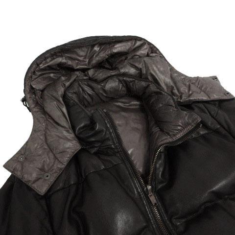 【中古】トゥモローランド TOMORROWLAND ダウンジャケット リバーシブル フード レザー 羊革 ブラック 黒 茶系 M トゥモローランド TOMORROWLAND ダウンジャケット リバーシブル フード