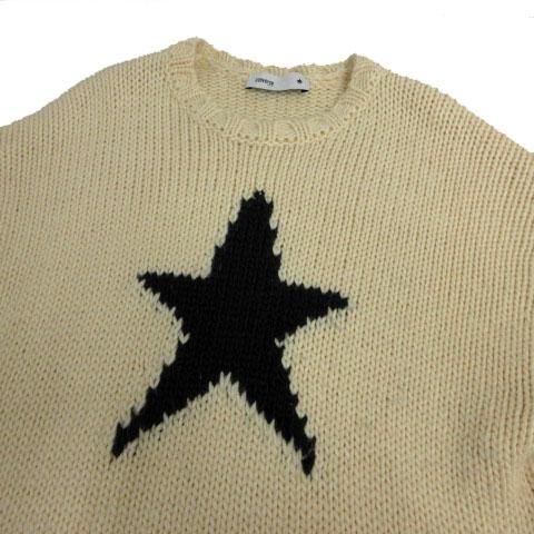 【中古】コンバーストウキョウ CONVERSE TOKYO スター インターシャ ニット セーター ローゲージ 厚手  ベージュ 紺 3 コンバーストウキョウ CONVERSE TOKYO スター インターシャ ニット