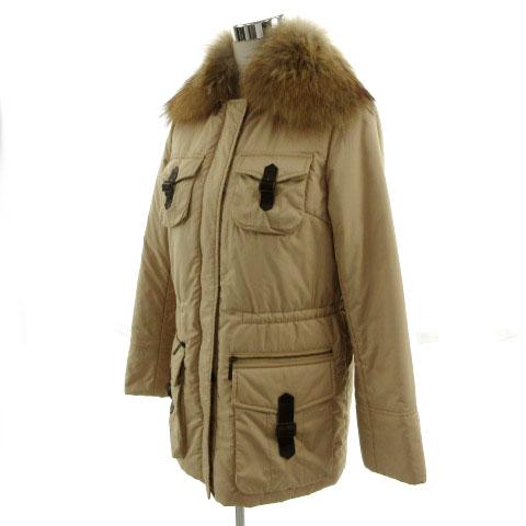 【中古】エポカ EPOCA コート ステンカラー ラクーンファー 2way ウエストドローコード 中綿入り 軽量 ベージュ ITL40 エポカ EPOCA コート ステンカラー ラクーンファー 2way ウエスト