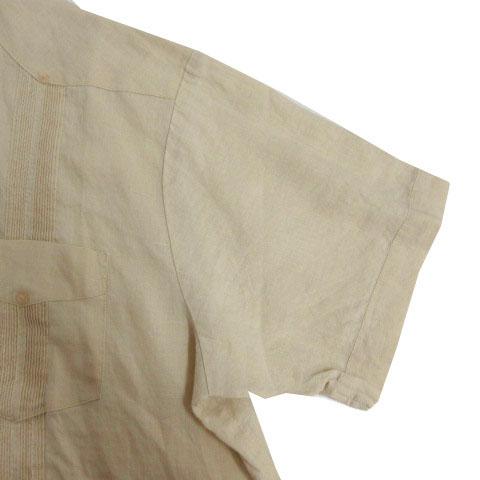 MOJITO シャツ キューバシャツ 半袖 リネン100％ ベージュ 4X 大きいサイズ メンズ｜vectorpremium｜04