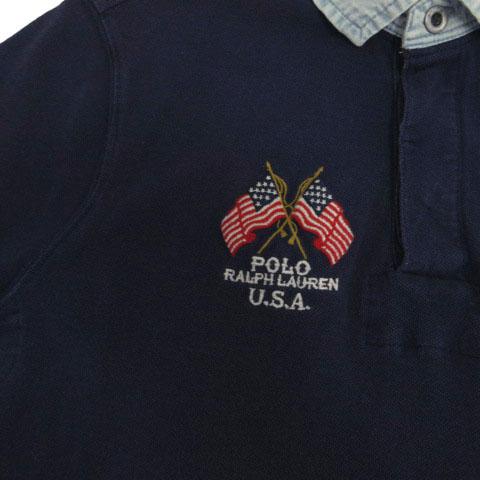 ポロ ラルフローレン POLO RALPH LAUREN ポロシャツ 襟切替え 星条旗