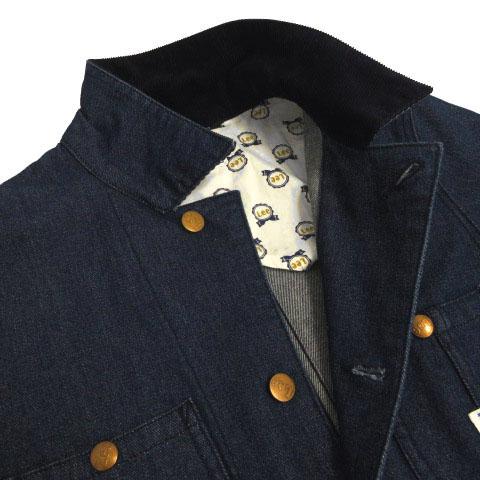 ♥︎ひぃ♥︎麦比古デニムの908ワークコート（インディゴ 濃） Lee（リー） ワークコート LT0945-600 デニム インディゴ ブルー 青 M