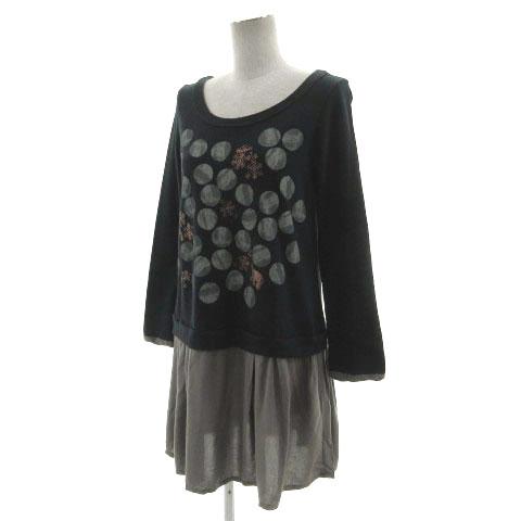 スーパーハッカ SUPER HAKKA ワンピース ボートネック 長袖 ひざ丈  