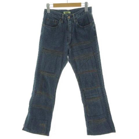 【中古】ヒステリックグラマー HYSTERIC GLAMOUR ジーンズ KINKY セミフレア ステッチ リペア加工 ユーズド加工 青 HYSTERIC GLAMOUR（ヒステリックグラマー） ジーンズ デニム KINKY