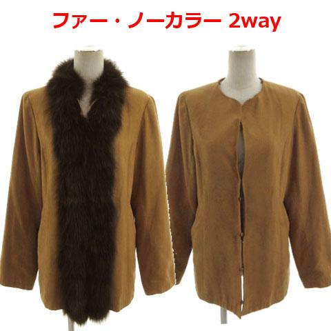 INDIVI（インディヴィ） コート フォックスファー ノーカラー 2way 