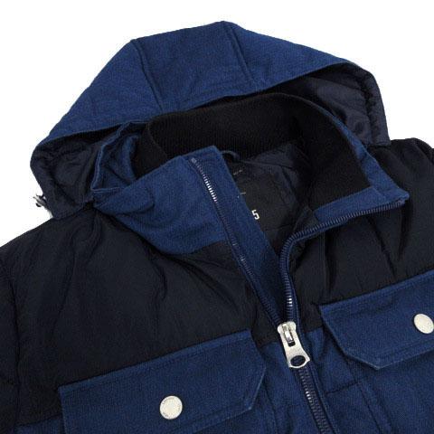 ZARA（ザラ） ジャケット デニム切替え スタンドカラー フード 中綿 