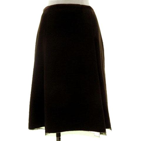 UNTITLED（アンタイトル） スカート 台形 ミディ丈 裾レース切替え