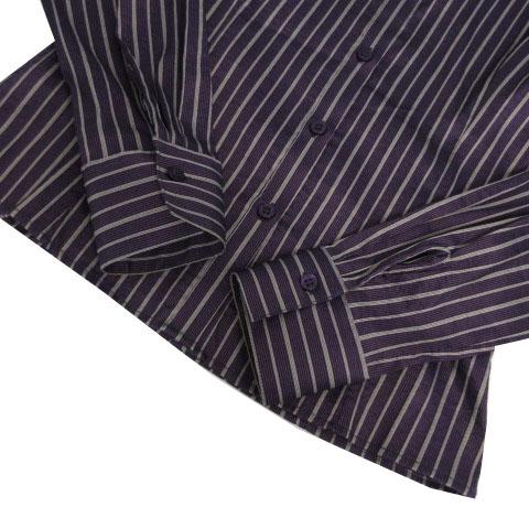 ナラカミーチェ シャツ スキッパー ストレッチ ストライプ 紫 黒 ベージュ 1 ナラカミーチェ NARA CAMICIE シャツ スキッパーカラー 長袖