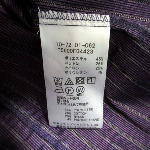 ナラカミーチェ シャツ スキッパー ストレッチ ストライプ 紫 黒 ベージュ 1 ナラカミーチェ NARA CAMICIE シャツ スキッパーカラー 長袖
