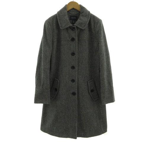 ランズエンド LANDS' END コート ステンカラー 起毛 ツイード ウール混