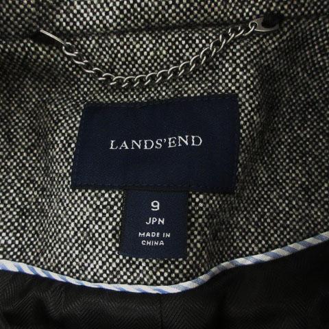 ランズエンド LANDS' END コート ステンカラー 起毛 ツイード ウール混