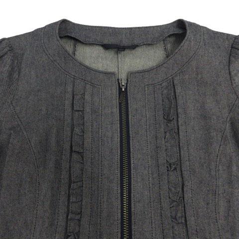 アナイ ANAYI スーツ デニム 薄手 ジャケット ノーカラー フリル 