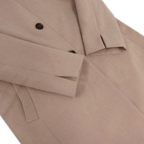 美品　プラステ　ノーカラー　セットアップXS　ベージュ　ポリエステル　ベルト 美品プラステノーカラーセットアップXSベージュポリエステルベルト