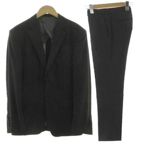 【中古】ルシック Le Chic スーツ ロロピアーナ イタリア製生地 ジャケット パンツ ピンストライプ 黒 白 Y5 ルシック Le Chic スーツ ロロピアーナ イタリア製生地 ジャケット