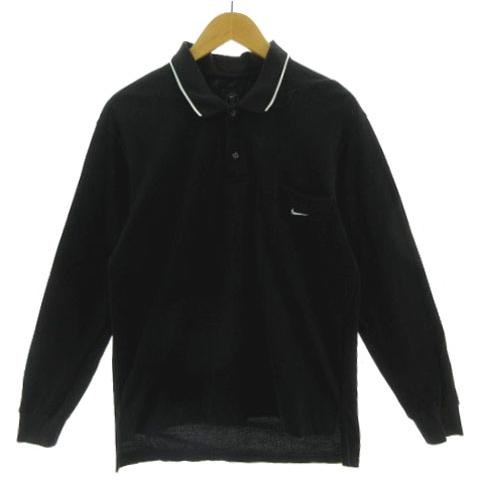 NIKE GOLF ナイキゴルフ 刺繍ロゴ ウェア ポロシャツ ブラック M ナイキゴルフ NIKE GOLF ポロシャツ ロゴ刺繍 長袖 コットン 配色