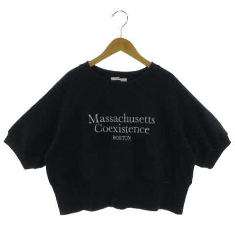 美品✨Drawer ドゥロワー ショート丈 ロゴ刺繍 スウェット 濃紺 2 短丈 MICKEY（ミッキー）/別注】ショート丈裏毛ロゴスウェット