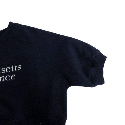 美品✨Drawer ドゥロワー ショート丈 ロゴ刺繍 スウェット 濃紺 2 短丈 Discoat（ディスコート） tシャツ 「新色追加/WEB限定」袖ロゴ刺繍
