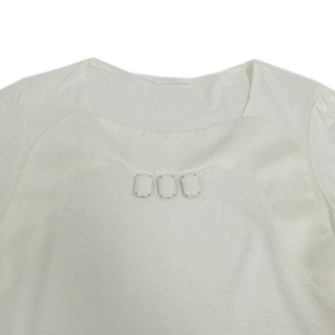 コトゥー COTOO カットソー ビジュー 切替え 半袖 コットン混 ホワイト 