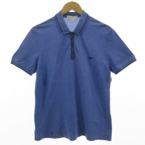 美品 Salvatore Ferragamo ガンチーニロゴ 半袖ポロシャツ S サルヴァトーレフェラガモ 半袖ポロシャツ 鹿の子素材 ガンチーニ