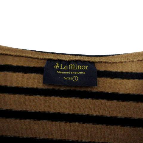【中古】ルミノア Leminor For SLOBE every day ビッグボーダーカットソー フレア袖 長袖 フランス製 キャメル 黒 ルミノア Leminor For SLOBE every day ビッグボーダーカットソー