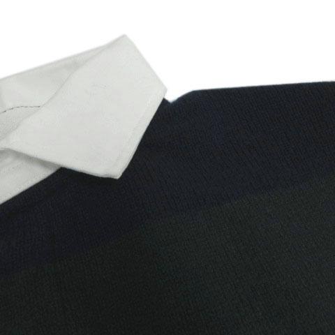 【中古】スローブ イエナ SLOBE IENA ラガーニット 24080912601030 長袖 切替え ウール混 ボーダー 紺 緑 フリー スローブ イエナ SLOBE IENA ラガーニット 24080912601030 長袖 切替え