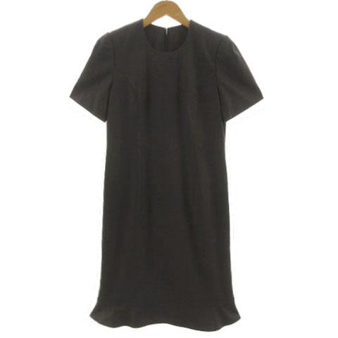 【中古】ジュンアシダ jun ashida ワンピース 半袖 ミディ丈 裾ペプラム 日本製 起毛 カシミヤ混 ブラウン系 茶系 9 ジュンアシダ jun ashida ワンピース 半袖 ミディ丈 裾ペプラム 日本製