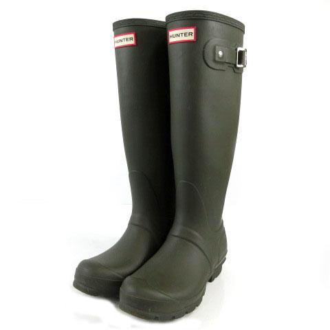 ハンター HUNTER トール レイン ブーツ 長靴 雨靴 ロゴ カーキ UK3
