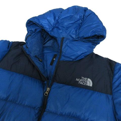 【中古】ザノースフェイス THE NORTH FACE ヌプシコート ND18903 フーディー ロゴ刺繍 軽量 配色 青系 紺 L THE NORTH FACE（ザ ノースフェイス） ヌプシコート ND18903