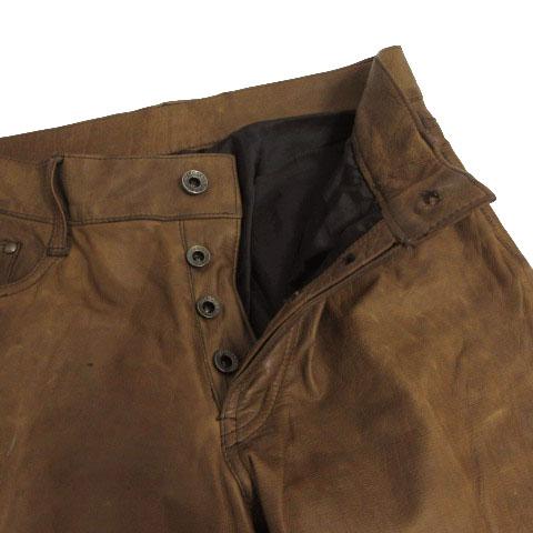 【中古】5351プールオム 5351 POUR LES HOMMES 牛革レザーパンツ 0260091045 ボタンフライ 日本製 ブラウン 茶 3 5351 POUR LES HOMMES 5351プールオム 牛革レザーパンツ 0260091045