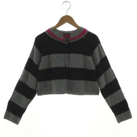 【中古】未使用品 アぺゼラム Apaiser lame ボレロ カーディガン クロップド丈 ボーダー 黒 グレー ピンク 38 未使用品 アぺゼラム Apaiser lame ボレロ カーディガン ニット 長袖