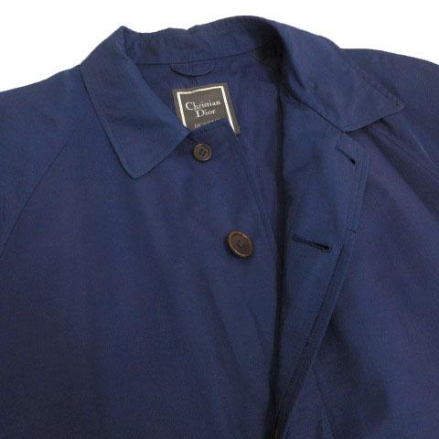 【中古】クリスチャンディオール Christian Dior MONSIEUR コート ステンカラー コットン混 タマムシ ブルー系 青系 L クリスチャンディオール Christian Dior MONSIEUR コート ステンカラー