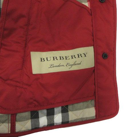 【中古】バーバリー BURBERRY キルティングジャケット ステンカラー 裏地ノバチェック 中綿入り レッド 赤 M BURBERRY（バーバリー） キルティングジャケット ステンカラー 裏地