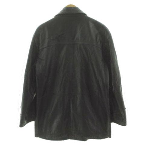 【中古】バルマン BALMAIN 羊革 レザーステンカラーコート ジップアップ ブラック 黒 L メンズ バルマン BALMAIN 羊革 レザーステンカラーコート ジップアップ