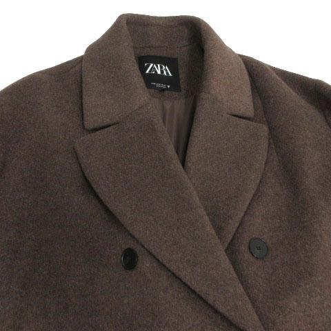 ZARA チェスターコート MANTECO ブラウン ダブル 大きいサイズ ZARA ザラ コート チェスターコート ダブル 起毛 ウール混