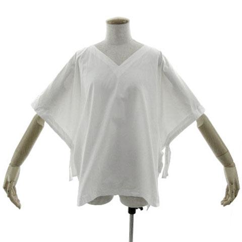 【中古】TOMORROWLAND collection コットントロピカル リボンカフスVネックブラウス 13-01-12-01403 ホワイト 白 36 トゥモローランドコレクション TOMORROWLAND collection コットン