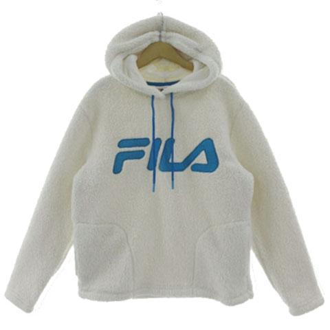 フィラ FILA フリースパーカー 52112 ボア プルオーバー ロゴ ホワイト
