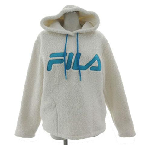 フィラ FILA フリースパーカー 52112 ボア プルオーバー ロゴ ホワイト