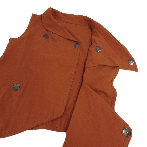 【中古】プライドインターナショナルデザイン ジレ ベスト ショールカラー リブ切替え 変形 アシンメトリー 茶 38 プライドインターナショナルデザイン PRIDE ジレ ベスト ショール