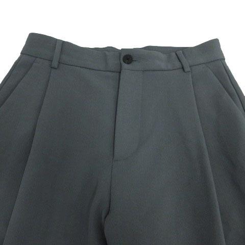 ZARA（ザラ） ワイドテーパードパンツ タック ストレッチ ブルーグレー