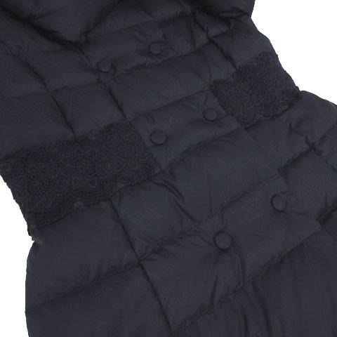 スーナウーナSunauna ネイビーダウンジャケット 38 スーナウーナ Sunauna ダウンコート ボリュームカラー レース切替え