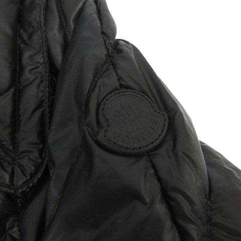 【中古】モンクレール MONCLER ダウンコート ビッグカラー  ロゴ キルティング ベルト付き イタリア製 ブラック 黒 2 MONCLER（モンクレール） ダウンコート ビッグカラー ロゴ
