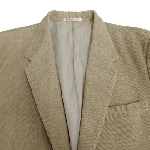 【中古】パパス Papas コーデュロイ セットアップ スーツ ジャケット テーラードカラー パンツ タック ベージュ M XL パパス Papas コーデュロイ セットアップ スーツ ジャケット