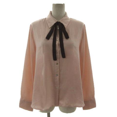 ZARA（ザラ） リボン サテン シャツ 長袖 リボンタイ シャイニー