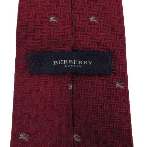 バーバリー ロンドン ネクタイ ロゴパターン刺繍 伊製 シルク 織り柄 赤系 バーバリー ロンドン BURBERRY LONDON ネクタイ ロゴパターン刺繍